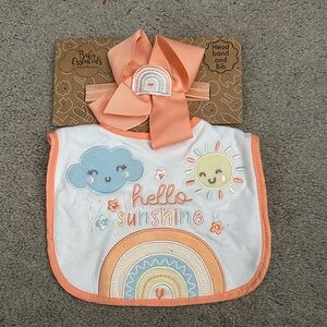 Baby Essentials Sunshine Bib and Headband Set - Orange and White